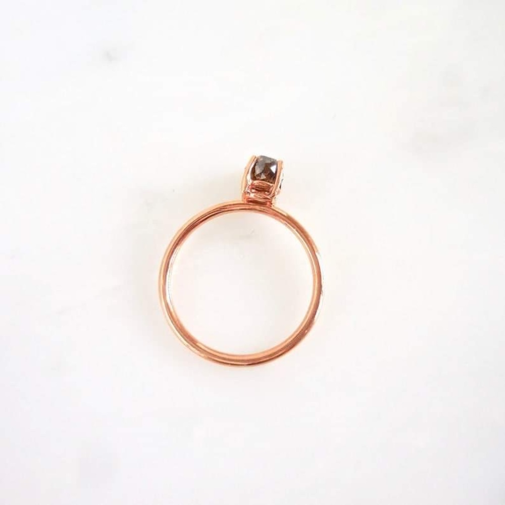 Round Rose Cut Chocolate Natural Diamond Ring by Jewelluxe - Picture 9 of 10